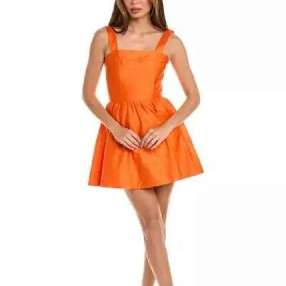 Alice + Olivia Orange Saige Wide Strap Mini Dress (Size 8)